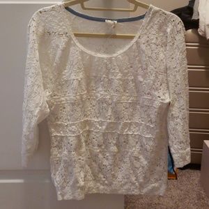 Anthropologie One September White Lace Shirt